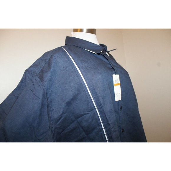 NWT $80 CUBAVERA SZ.4X Button Down BLUE Linen Blend Shirt - Picture 3 of 6